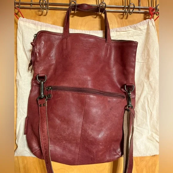 Aunts and Uncles Deep Burgundy Leather Crossbody Bag - Picture 3 of 7